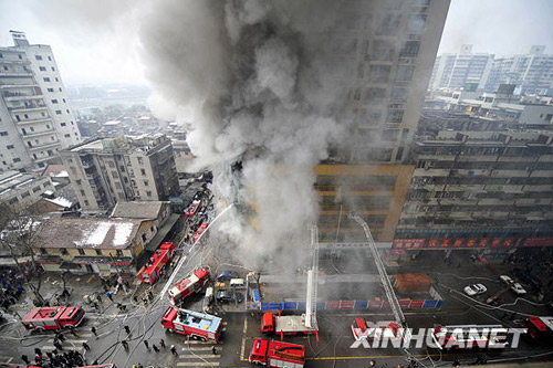Smoke rises from a building located in Hanzheng street in Wuhan, capital city of central China's Hubei Province, Friday, January 8, 2010.