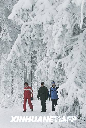 Germany encountered heavy snow on Jan.5, 2009, leaving transportation into half-standstill. [Xinhua/AFP]