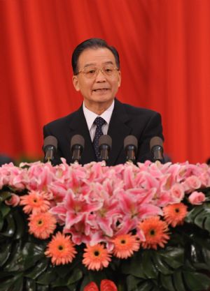 Chinese Premier Wen Jiabao addresses China's State Top Scientific and Technological Award ceremony at the Great Hall of the People in Beijing, capital of China, on Jan. 11, 2010. (Xinhua