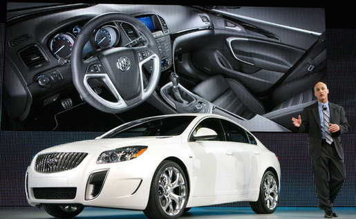 General Motors, Global Chief Engineer Jim Federico unveils the Buick Regal GS during the press preview for the world automotive press at the North American International Auto Show at the Cobo Center January 11, 2010 in Detroit, Michigan. The 2010 North American International Auto Show (NAIAS) opens to the public January 16th. [CFP]