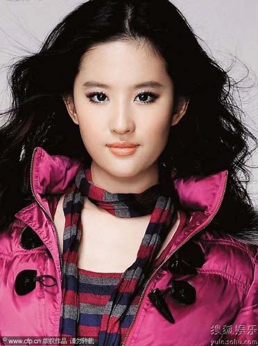 Actress Liu Yifei models for the winter line of a clothing brand.