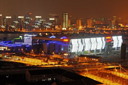  Photo taken on Jan. 16, 2010 shows the resplendent illumination in trial operation to the China State Shipbuilding Corporation (CSSC) Pavilion of 2010 Shanghai World Expo, in Shanghai, east China. The overall exhibition installation will be finished in late March and the organization of Shanghai Expo goes very well to meet the upcoming 100 days countdown of Shanghai Expo. 