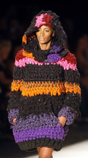 A model presents a creation from Osklen's Fall/Winter 2010/11 collection during the Sao Paulo Fashion Week in Sao Paulo January 17, 2010.