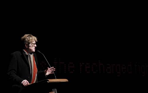 Actor, director, and founder of the Sundance Film Festival Robert Redford addresses the audience before the opening night premiere of the film 'Howl' during the 2010 Sundance Film Festival in Park City, Utah January 21, 2010