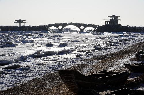 Photo taken on Jan. 22, 2010 shows the sea ice on the seashore in Xingcheng, northeast China's Liaoning Province. 