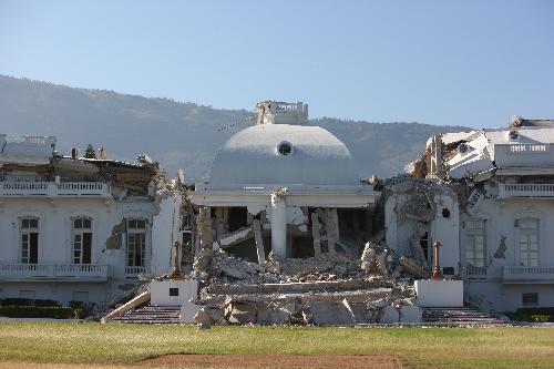 Photo taken on Jan. 22, 2010 shows the damaged and abandoned Haitian Presidential Palace in Port-au-Prince, capital of Haiti, on Jan. 22, 2010, ten days after a catastrophic earthquake hit the nation on Jan. 12. 