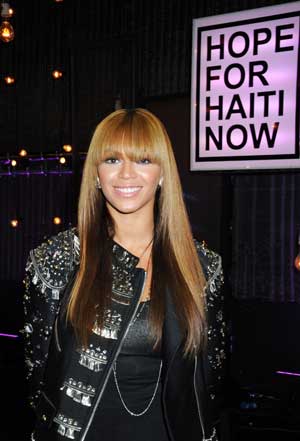 Singer Beyonce poses during the 'Hope For Haiti Now: A Global Benefit For Earthquake Relief' telethon in London January 22, 2010. 