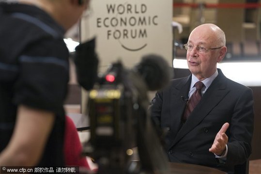Klaus Schwab, founder and president of the WEF, answers questions during an interview inside the congress center two days before the opening of the 40th annual meeting of the World Economic Forum, January 25, 2010. [CFP]