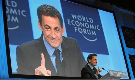 Nicolas Sarkozy, President of France pronounce a speech during the 'Opening Address' of the Annual Meeting 2010 of the World Economic Forum in Davos, Switzerland, January 27, 2010 at the Congress Centre. [CFP]