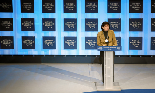 Doris Leuthard, President of the Swiss Confederation and Federal Councillor of Economic Affairs listens during the &apos;Opening Plenary of the World Economic Forum Annual Meeting 2010&apos; of the Annual Meeting 2010 of the World Economic Forum in Davos, Switzerland, January 27, 2010 at the Congress Centre. [WEF]
