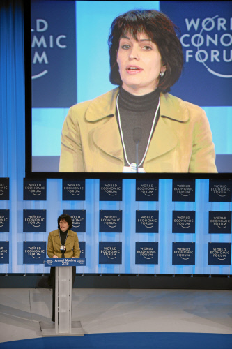 Doris Leuthard, President of the Swiss Confederation and Federal Councillor of Economic Affairs listens during the &apos;Opening Plenary of the World Economic Forum Annual Meeting 2010&apos; of the Annual Meeting 2010 of the World Economic Forum in Davos, Switzerland, January 27, 2010 at the Congress Centre. [WEF]