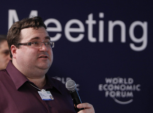 Reid Hoffman, Executive Chairman and Founder of LinkedIn Corporation attends a session at the World Economic Forum (WEF) in Davos January 27, 2010. (Xinhua/Reuters Photo)