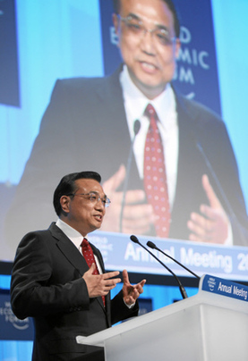 Li Keqiang, Vice-Premier, State Council of the People's Republic of China is captured during his speech at the Congress Centre at the Annual Meeting 2010 of the World Economic Forum in Davos, Switzerland, January 28, 2010. [WEF]