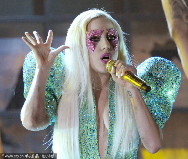 Singer Lady Gaga onstage during the 52nd Annual Grammy Awards held at Staples Center on January 31, 2010 in Los Angeles, California. 