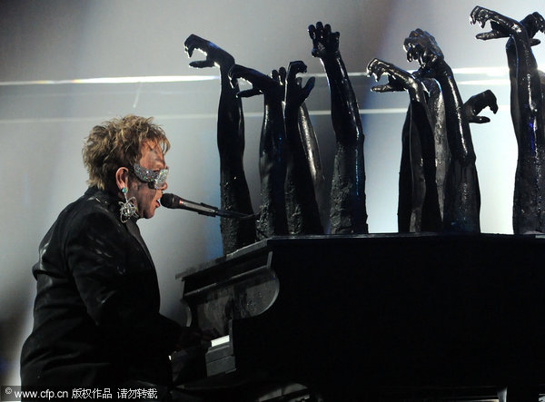 Musician Elton John performs onstage during the 52nd Annual Grammy Awards held at Staples Center on January 31, 2010 in Los Angeles, California. 