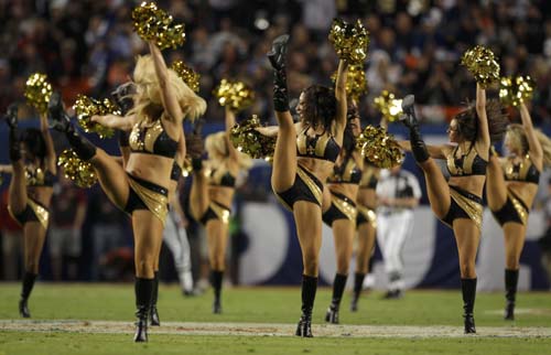 New Orleans Saints cheerleaders perform in the first quarter during the NFL's Super Bowl XLIV football game against the Indianapolis Colts in Miami, Florida, February 7, 2010.(Xinhua/Reuters Photo)