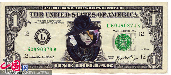 Lady Gaga takes on George Washington as she features on these altered one dollar bills. US based artist, Craig Gleason has scribbled the &apos;Just Dance&apos; singer&apos;s face - in some of her most outlandish outfits - on to several of the notes. He is selling them on his website in packs of three - for between $10 and $15 USD. [CFP]