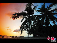 Hainan Island is located in the South China Sea, separated from Guangdong's Leizhou Peninsula to the north by a shallow and narrow strait. Tianya Haijiao is a popular resort in the southern part of Hainan Province,China. It is located 24 km to the west of Sanya's Municipal Area. [Photo by Zhou Yunjie]