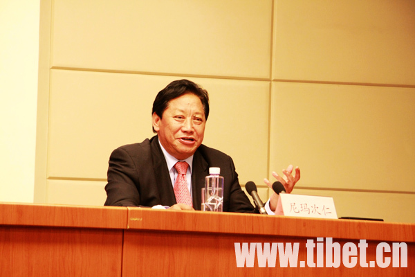 Nyima Tsering, Vice-Chairman of the People's Congress of Tibet Autonomous Region, is speaking. [Photo/Tibet.cn]