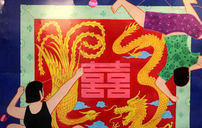 Paintings by farmers exhibited in C. China