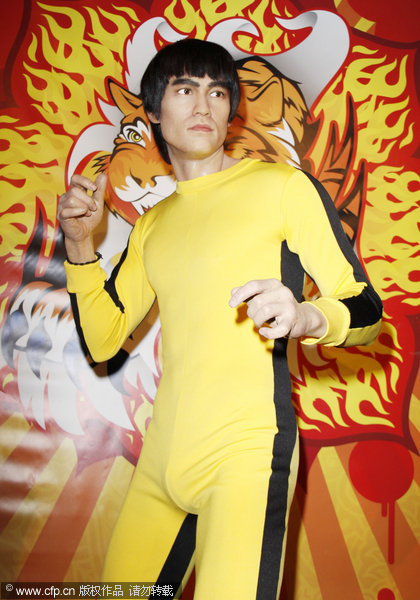 Bruce Lee Wax Figure at Madame Tussauds - Los Angeles.Bruce Lee wax figure is unveiled at Madame Tussauds Museum in Los Angeles, CA, USA on February 11, 2010.