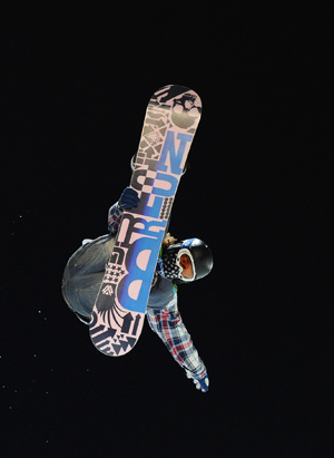 Shaun White of the United States acts during the men's halfpipe final of snowboarding at the 2010 Winter Olympic Games in Vancouver, Canada, Feb. 17, 2010. Shaun White won the title of the event with 48.4 points. 