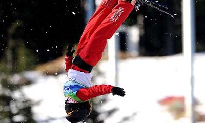 Nina Li competes in women's aerials freestyle skiing