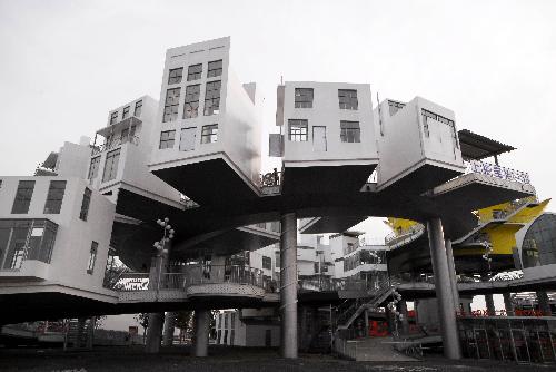 Photo taken on Feb. 19, 2010 shows the 'Joy Street' of Holand Pavilion in Pudong Expo Site in Shanghai, east China. The foreign pavilions in Pudong Expo Site have entered the phase of internal decoration and exhibition installation.[Xinhua] 