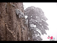 Photo shows the imposing snowy view of the Huangshan Mountain, east China's Anhui Province. [Photo by Sala]