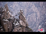 Photo shows the imposing snowy view of the Huangshan Mountain, east China's Anhui Province. [Photo by Sala]