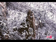 Photo shows the imposing snowy view of the Huangshan Mountain, east China's Anhui Province. [Photo by Sala]