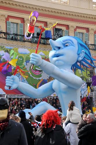 The float 'Prince' is paraded during the 126th edition of the Nice carnival in Nice, France, on Feb. 21, 2010. The 126th Nice Carnival which takes place from Feb. 12 till Feb. 28 came to a climax on Sunday. A total of 20 floats joined the parade and lots of people took part in it.