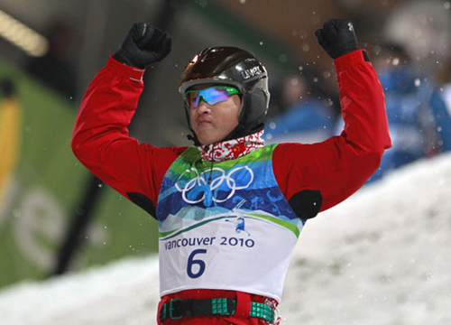 China's Liu Zhongqing wins men's aerials Olympic bronze with 242.53 points in the Vancouver Olympic Winter Games on February 26, 2010.