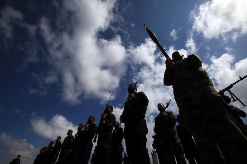 Palestinian Hamas Policemen take part in a training in Gaza city on March 1, 2010. [Wissam Nassar/Xinhua] 