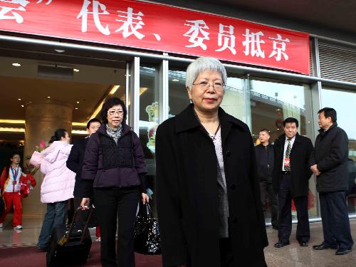 Deputies to the Third Session of the 11th National People's Congress (NPC) from south China's Macao Special Administrative Region (SAR) arrive in Beijing, capital of China, March 2, 2010. The Third Session of the 11th NPC is scheduled to open on March 5. (Xinhua