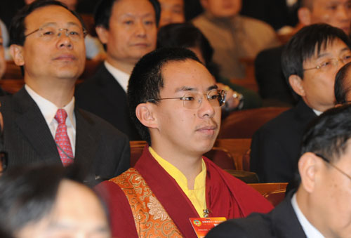 The 11th Panchen Lama Bainqen Erdini Qoigyijabu attends the opening meeting of the Third Session of the 11th Chinese People's Political Consultative Conference (CPPCC) National Committee at the Great Hall of the People in Beijing, China, March 3, 2010. 