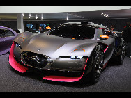 A Citroen Survolt concept car is on show during the second press day of the 80th Geneva International Motor Show at Palexpo, March 2, 2010. [Xinhua] 