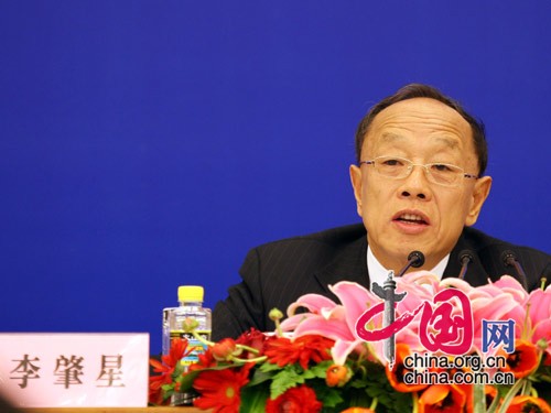 The Press Conference of the 3rd session of the 11th National People's Congress (NPC) is held at 11:00 AM, March 4th, 2010 at the Central Hall of the Great Hall of People. The spokesman of the session Li Zhaoxing provides information about the session and answers questions from the media.