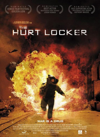 A poster of Oscar-nominateed film 'The Hurt Locker.' 