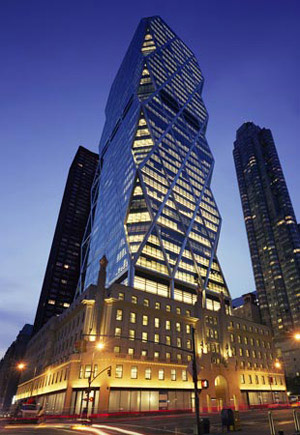 The Hearst Tower in U.S. The Hearst Tower in New York was designed by British architect Norman Foster. [huanqiu.com]