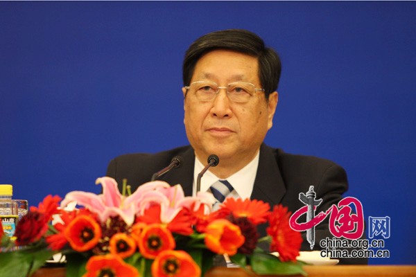Chairman Zhang Ping of the National Development and Reform Commission at the NPC press conference on macroeconomic regulation and control in Beijing, March 6, 2010.