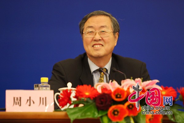 Governor Zhou Xiaochuan of the People's Bank of China at the NPC press conference on macroeconomic regulation and control in Beijing, March 6, 2010.