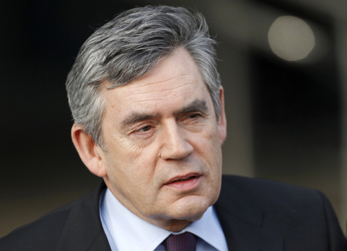 Britain's Prime Minister Gordon Brown leaves after giving evidence to the Iraq Inquiry at the Queen Elizabeth II conference centre in London March 5, 2010. Brown told an official inquiry into the 2003 invasion of Iraq on Friday that going to war had been the right decision and that he had provided the necessary funding for military action. (Xinhua/Reuters Photo)