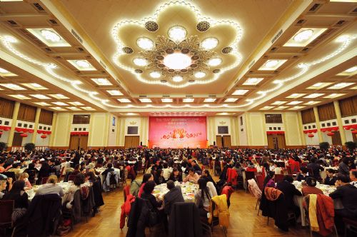Photo taken on March 8, 2010 shows the venue of a reception organized by All-China Women's Federation for women from China and abroad to mark the 100th anniversary of the International Women's Day, at the Great Hall of the People in Beijing, capital of China, March 8, 2010. (Xinhua/He Junchang)