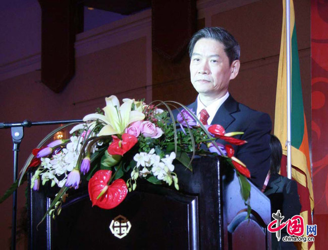 Vice-Foreign Minister Zhang Zhijun speaks at a cultural ceremony in Beijing, commemorating Sri Lanka&apos;s independence and the establishment of diplomatic relations between China and Sri Lanka on March 5, 2010. [Celine Chen/China.org.cn]