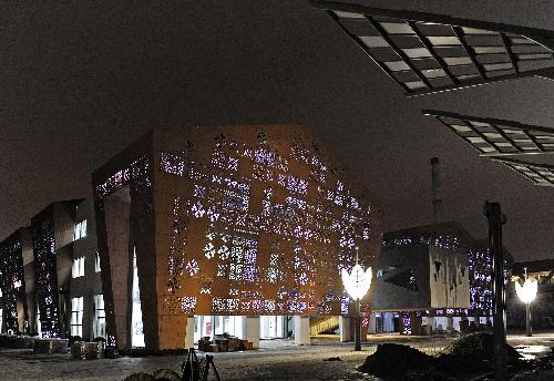 Photo taken on March 6, 2010 shows the illuminated Urban Best Practices Area (UBPA) at Shanghai Expo park during the light debugging, in Shanghai, east China. (Xinhua/Guo Changyao)