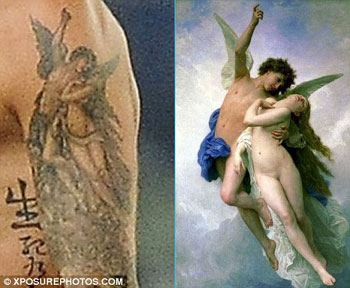 Footballer David Beckham's new tattoo. (Photo: sports.sohu.com)