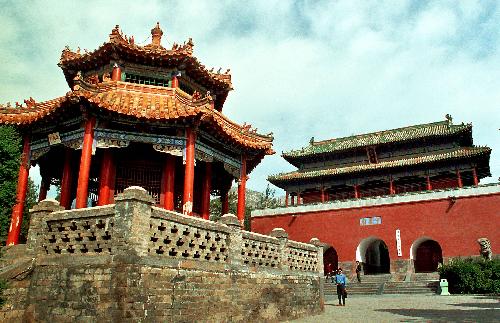 This undated file photo shows the Zhongyue Temple on the east Songshan Mountain in central China's Henan Province. China has chosen Songshan Mountain's historical architecture complex as the only project to bid for the World Cultural Heritage in 2010. 