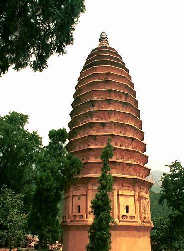 This undated file photo shows the Songyue Temple pagoda, dating back to 509 A.D., on the south Songshan Mountain in central China's Henan Province. [Wang Song/Xinhua]