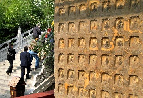 The undated file photo shows the Songyang Temple monument dating back to 535 A.D., inside the Songyang College on the Songshan Mountain in central China's Henan Province. [Wang Song/Xinhua]